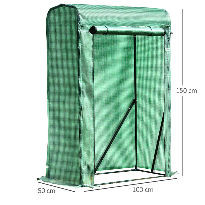 PE Greenhouse with Steel Frame - Outdoor Zippered Plant Cover, 100L x 50W x 150H cm in Green - Ideal for Gardeners and Healthy Plant Growth