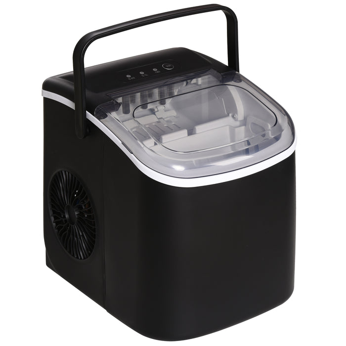 Portable Countertop Ice Maker - 12Kg Production in 24Hrs, 9 Cubes in 6-12 Mins - Includes Scoop, Basket, Ideal for Home Use & Parties