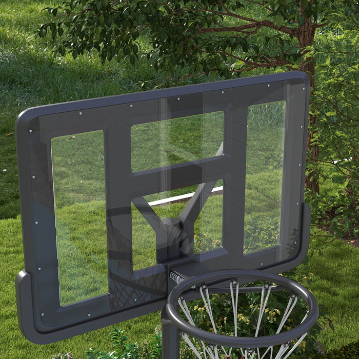 Adjustable Basketball Hoop Stand with Net - Portable, Height-Adjustable 200-305cm, with Wheels, Black - Ideal for Outdoor & Indoor Play for All Ages