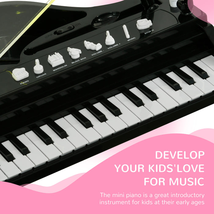 Kids Piano Keyboard with Stool - 32 Keys, Integrated Lights, Microphone, and Variety Sounds, Adjustable Legs - Ideal Musical Learning Toy for Aspiring Young Musicians