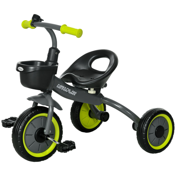 Adjustable Kids 3-Wheel Trike - Tricycle with Seat Adjustment, Storage Basket, and Bell - Perfect for Toddlers Aged 2-5 Years, Black Color