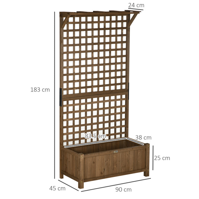 Raised Garden Bed with Climbing Trellis - Wood Planter for Vine Plants, Backyard Privacy Screen - Ideal for Patio, Deck, Coffee Corner Outdoor Ambiance