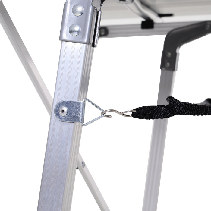 Portable 4FT Aluminum Folding Table - Picnic & Camping Table with Roll-Up Top and Mesh Rack - Ideal for Outdoor BBQs and Gatherings