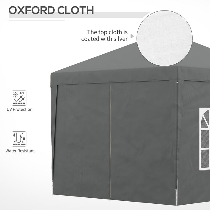 Water-Resistant Pop-Up Gazebo 3x3m with Carry Bag - Outdoor Tent Canopy with 2 Windows for Weddings, Parties, Camping - Ideal Shelter for Garden Events, Grey