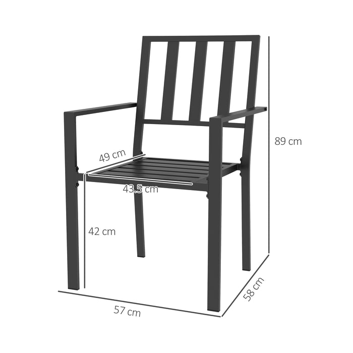 Metal Slatted Patio Dining Chairs - Set of 4, Durable Black Finish - Ideal for Outdoor Entertaining and Family Gatherings