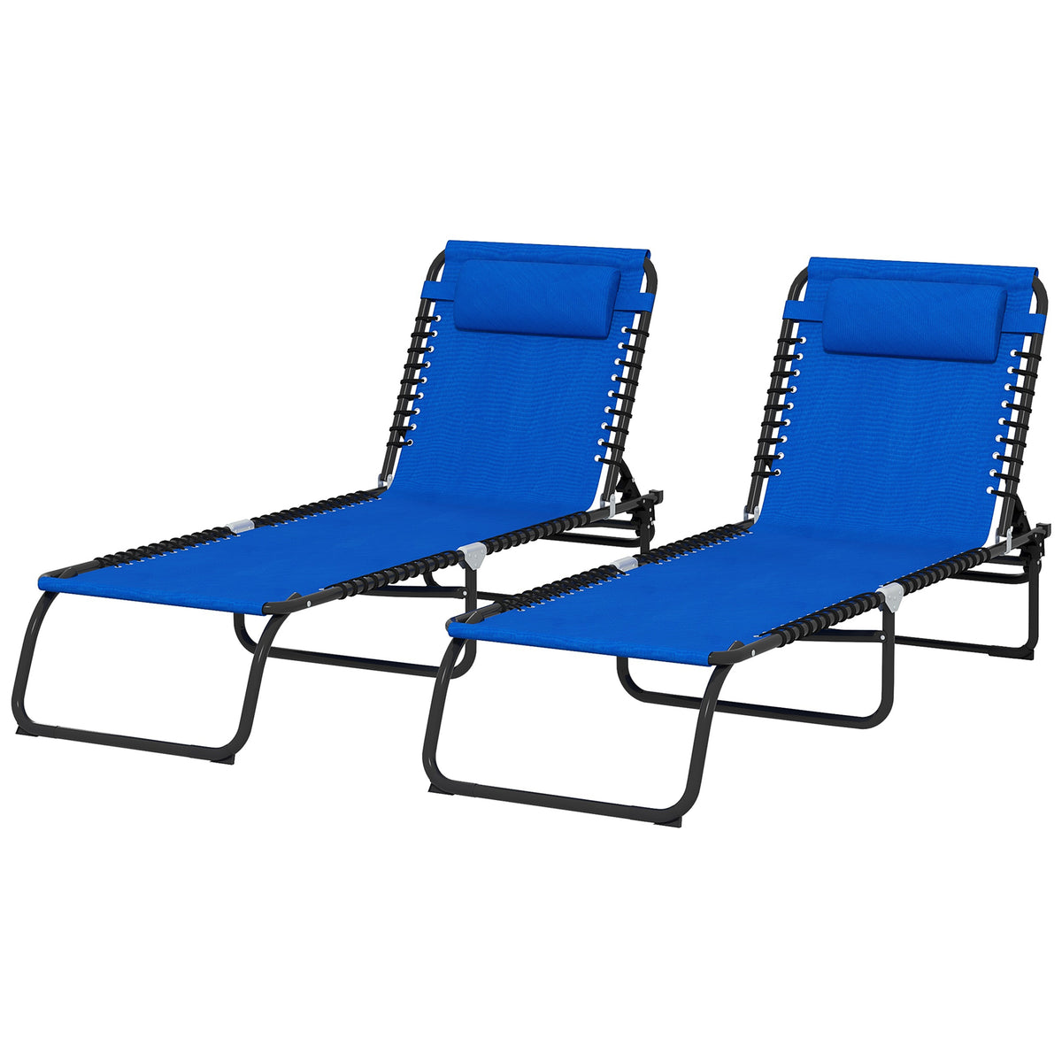 Adjustable Blue Sun Lounger Chairs, Set of 2 - Outdoor & Beach ...