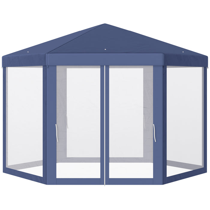 4M Hexagon Netting Gazebo - Patio Canopy Tent with Shade Resistance for Outdoor Shelter - Ideal for Parties and Gatherings