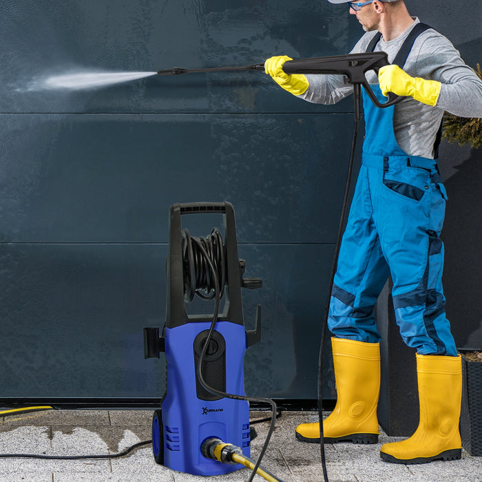 High-Pressure Power Washer 1800W - 150 Bar Pressure, 510 L/h Flow Portable Jet Wash Cleaner in Blue - Ideal for Home & Car Cleaning