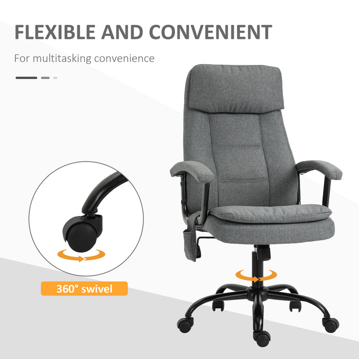 Ergonomic Linen-Textured Office Chair with 2-Point Massage - Adjustable Height, 360° Swivel, 5 Castor Wheels for Smooth Mobility - Ideal for Comfortable and Relaxing Executive Seating Experience