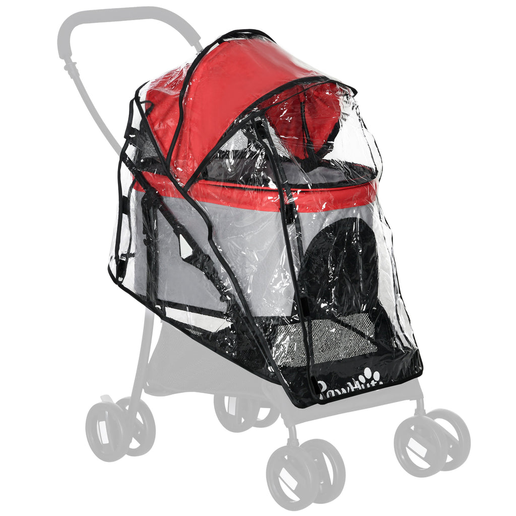 Dog Stroller Weather Shield - Protective Rain Cover for Pet Buggy Pushchair, Suitable for Small to Miniature Dogs & Cats - Features Front and Rear Entry Access