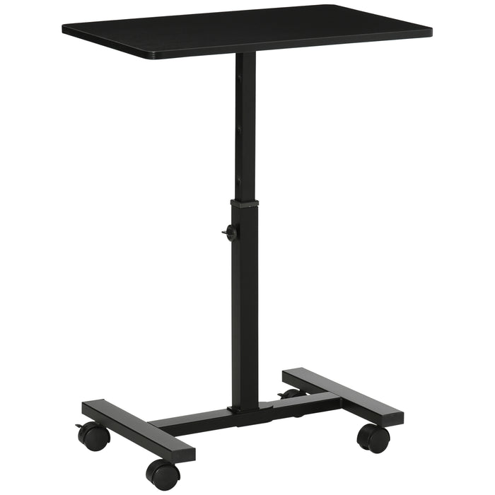 Rolling Laptop Stand with Wheels - Height Adjustable Mobile Overbed Table, Sofa Side Desk for Home Office - Ideal for Remote Work and Studying Spaces
