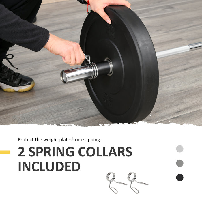 Weight Lifting Barbell Bar 5cm - Solid Steel with Anti-slip Grip & Spring Collars - Ideal for Home Gym & Fitness Enthusiasts