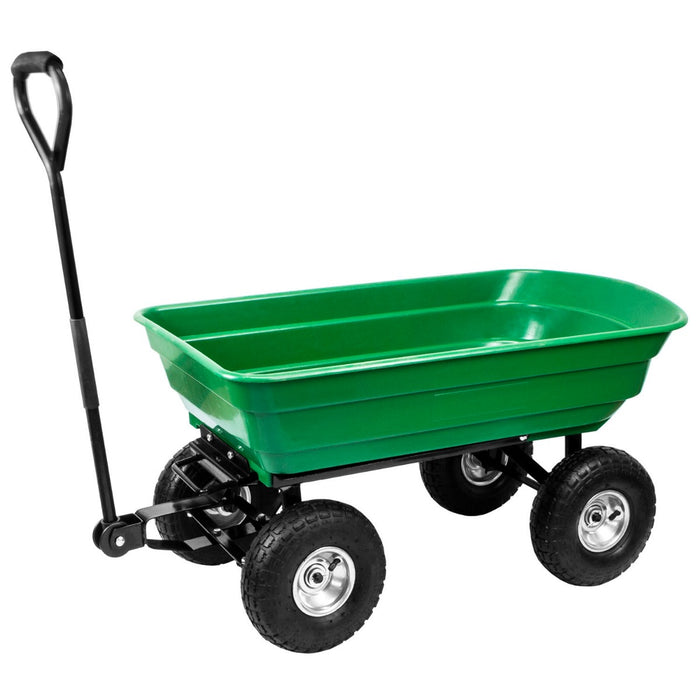 Heavy-Duty Garden Cart - Wheeled Dump Trolley with Robust Design - Ideal for Landscaping and Outdoor Work