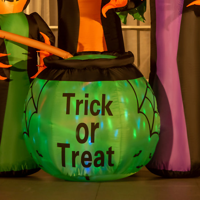 8ft Giant LED-Lit Halloween Inflatable - Outdoor Yard Decoration with Three Witches and Magical Pot - Perfect for Spooky Holiday Ambiance
