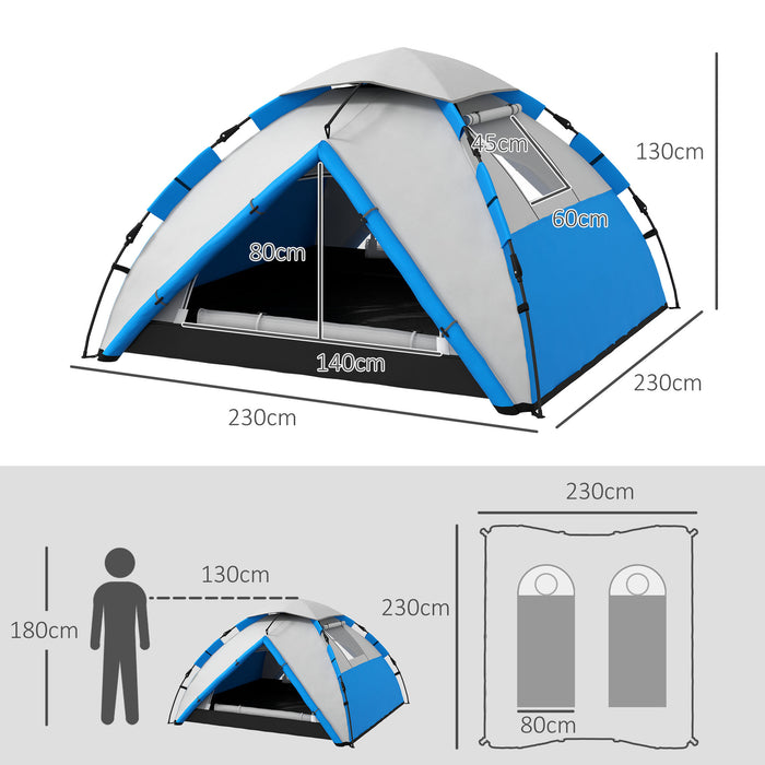 Family Camping Shelter for 3-4 People - Waterproof 2000mm Quick Setup Tent with Carry Bag - Ideal for Family Outings and Camping Adventures