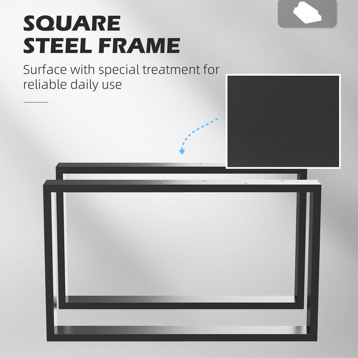 Industrial Strength Black Metal Table Legs - Square Set of 2 for DIY Furniture Projects, Includes Screws & Floor Protectors - Ideal for Coffee Tables, Chairs, and More