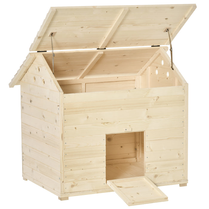 Poultry Haven Duck Coop - Wooden Shelter for 2-4 Ducks, Elevated Design with Ventilation - Includes Openable Roof for Easy Cleaning