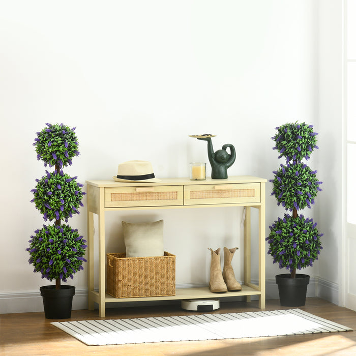 Artificial Lavender Ball Trees in Pots - Set of 2, 110cm Tall, Lifelike Indoor & Outdoor Decor Plants - Perfect for Home and Office Decoration