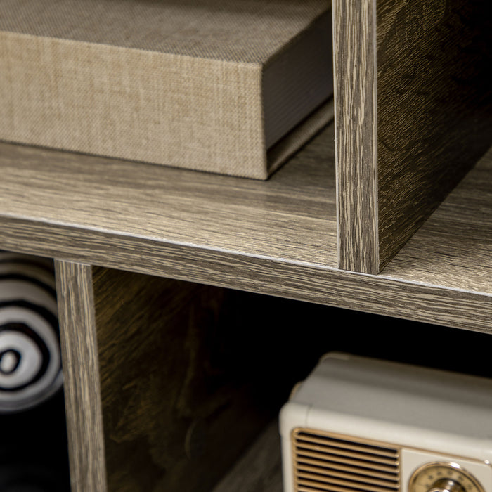Modern Grey Square Coffee Table - Living Room Cocktail Furniture with Multiple Storage Shelves - Stylish Space-Saving Design for Contemporary Homes