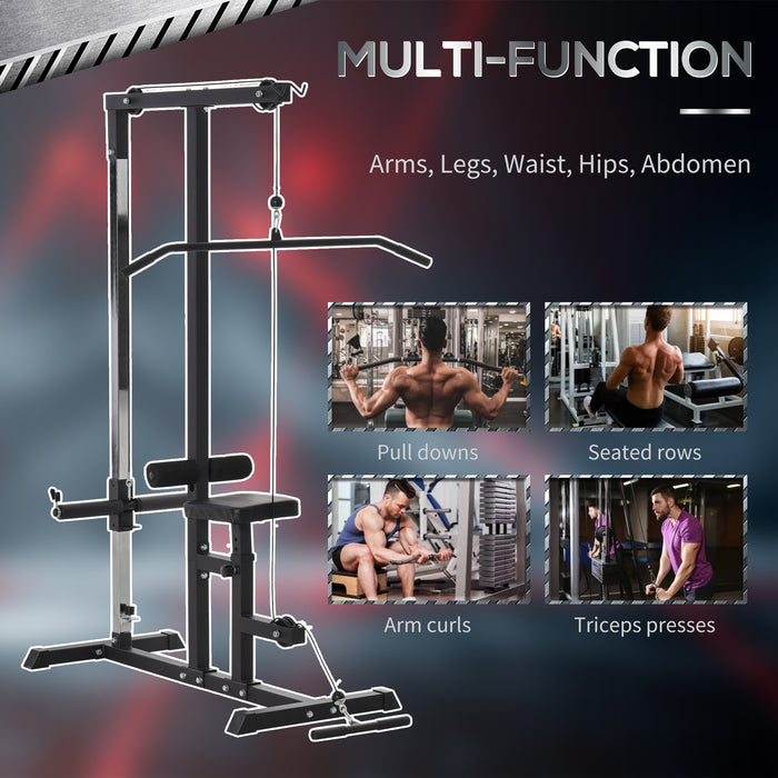 Power Tower - Multi-Level Adjustable Pulldown and Dip Station for Weighted Ab Crunches - Home Gym Equipment for Full Body Workouts and Strength Building