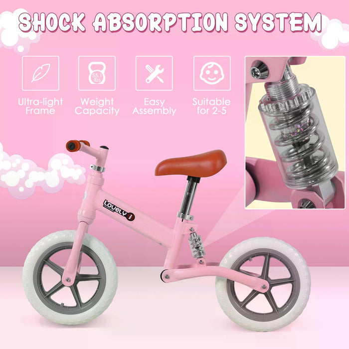 Toddler Balance Bike - No-Pedal Walking Trainer in Pink - Perfect for Helping Young Kids Develop Coordination Skills