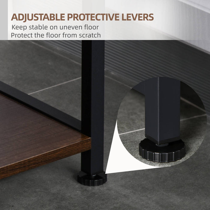 Industrial-Style Side Table - Metal Frame with Storage Shelf and Cabinet Rack - Space-Saving Solution for Living Room and Kitchen