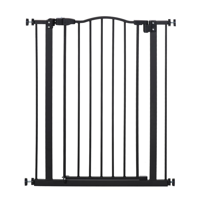 Adjustable 74-84cm Metal Pet Gate with Auto-Close - Double-Locking & Easy-Open Safety Barrier - Ideal for Stairs and Door Frames in Home, Black