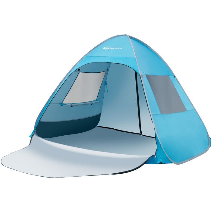 UPF50+ Waterproof Sun Shade - Extended Floor Canopy for Optimal Sun Protection - Ideal for Outdoor Activities and Beach-goers
