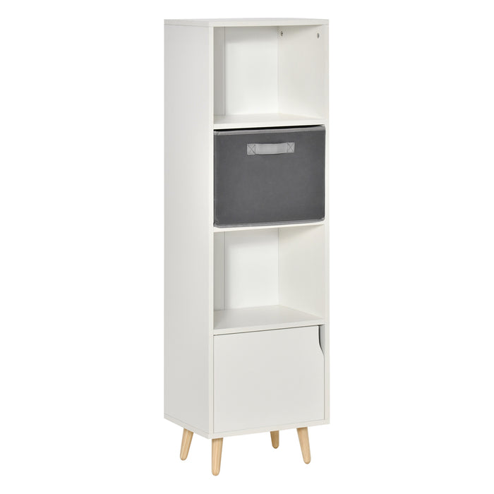 White Wooden Bookcase with Doors - 3-Tier Display Cabinet for Books and Decor - Ideal for Home Office, Living Room, Bedroom, and Study Organization
