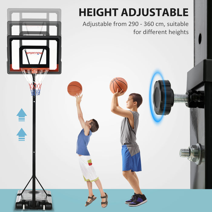 Adjustable 2.1-2.6m Basketball Hoop System - Sturdy Backboard, Weighted Base with Wheels - Ideal for Players of All Ages, Easy Portability