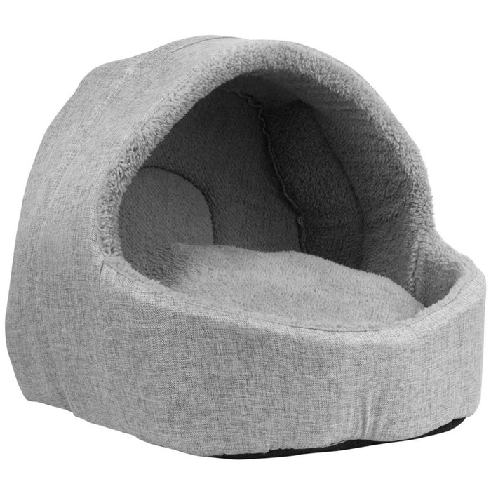 Soft Fleece Cat Igloo Bed - Cozy Grey Pet Hideaway - Perfect Comfort Zone for Small Cats and Kittens