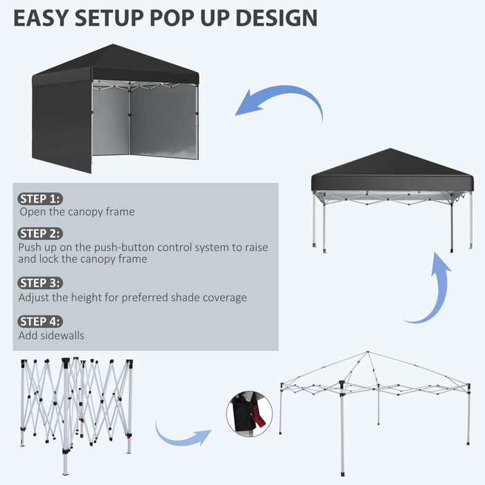 Pop Up Gazebo Event Shelter - 3x3 Meter Adjustable Height Party Tent with Sidewalls and Weight Bags - Ideal for Outdoor Activities and Gatherings