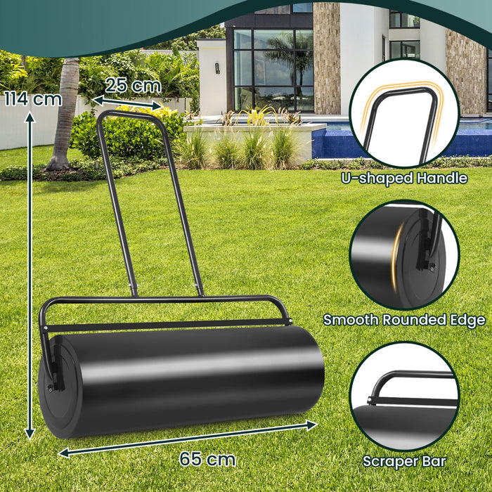 Lawn Rolling Machine, Model 48 L - Durable Steel Lawn Roller in Black - Ideal Tool for Garden Care and Lawn Maintenance
