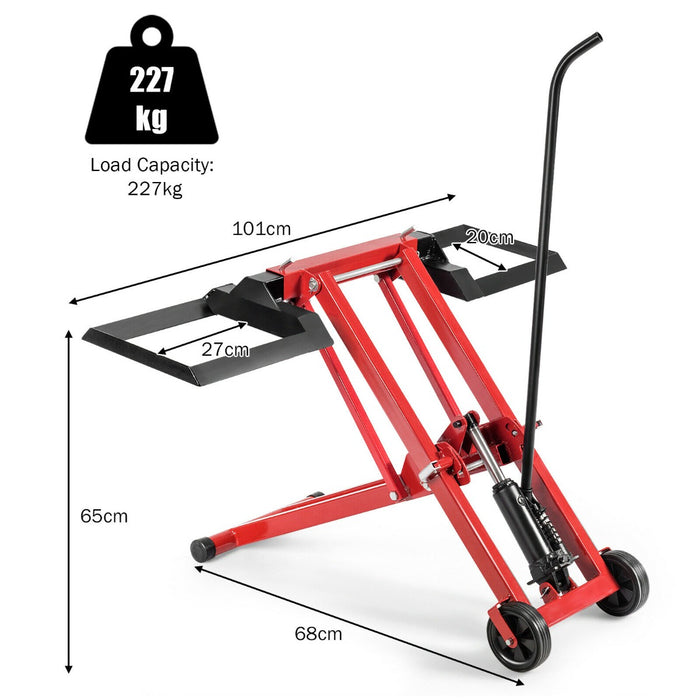 Lawn Mower Lift Jack - Convenient Wheels Feature for Easy Mobility - Ideal for Garden Tractors Maintenance and Safety