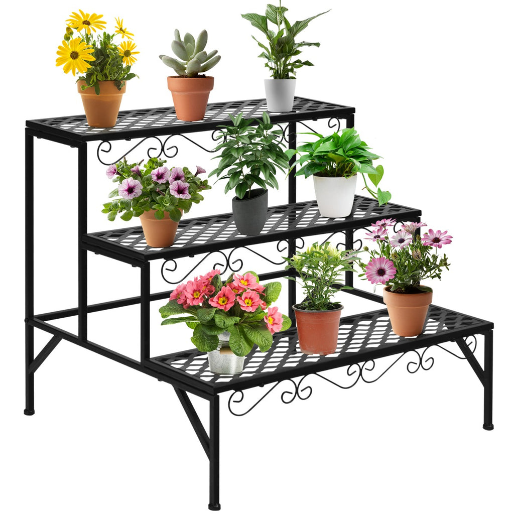 3-Tier Garden Stand - Versatile Plant Display Rack for Patio and Balcony - Ideal Solution for Gardeners and Plant Lovers