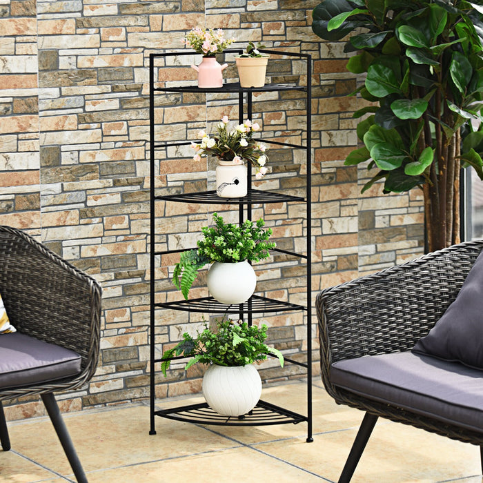 Folding Corner Plant Stand - 4-Tier Structure with Reinforced Baffles - Perfect Home Decor for Living Room, Express Your Love for Plants