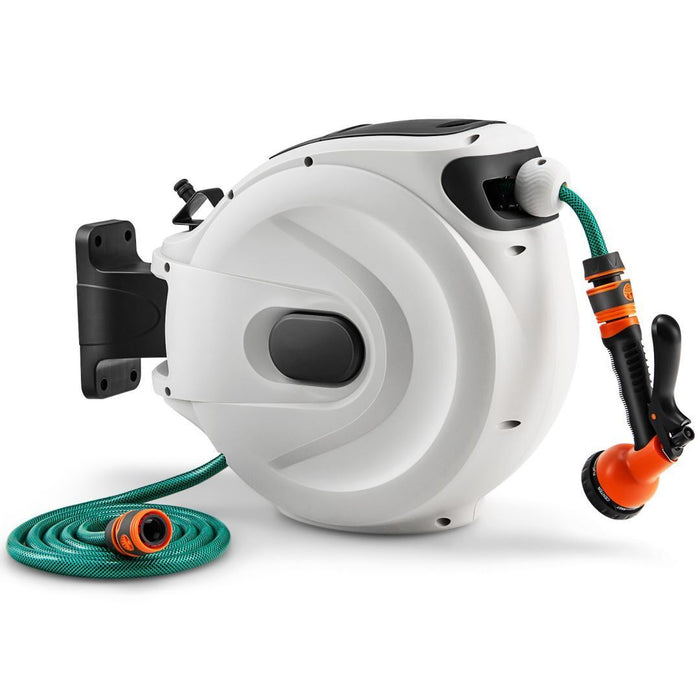 Wall-Mounted Hose Reel, Model 20+2M - Retractable, Auto Rewind, 20+2M Size - Perfect for Convenient Watering and Garden Maintenance