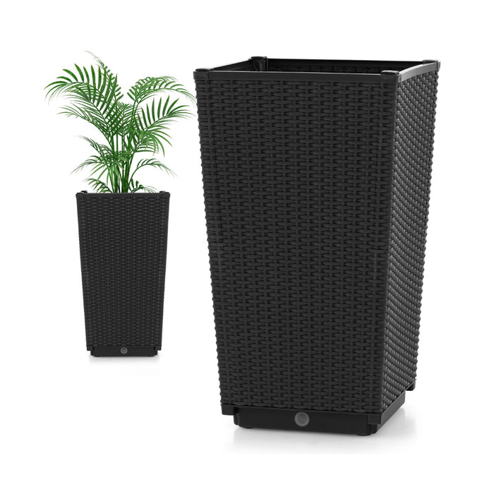 Wicker Outdoor Set - Black Flower Pot Duo - Ideal for Gardening Enthusiasts