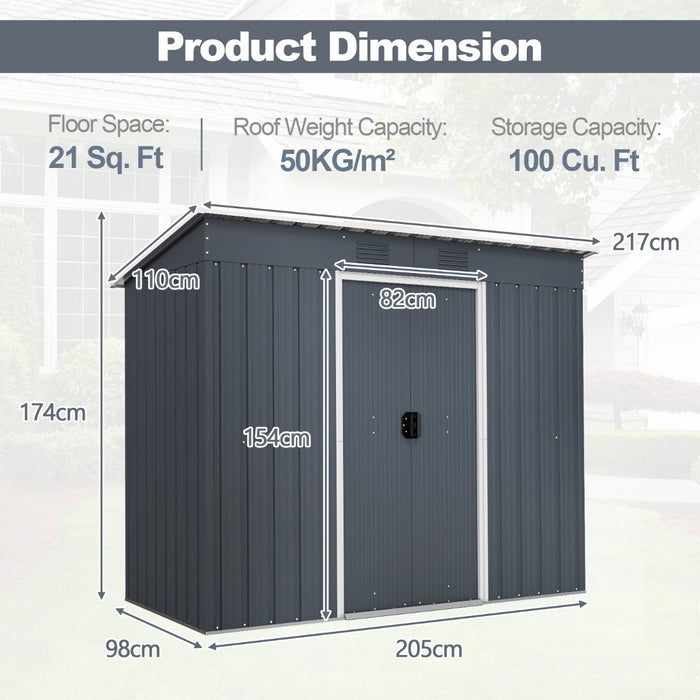 Outdoor Storage Shed - Air Window, 217 x 110 cm Dimensions - Ideal for Garden Tools & Equipment Storage Solution