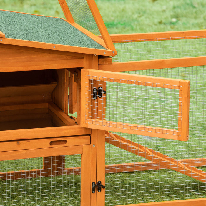 Outdoor Wooden Rabbit Hutch with Run - Spacious Bunny Cage with Sliding Tray, Hay Rack & Ramp, Ideal for Guinea Pigs - Easy-Access Hide House for Small Pets, 156x58x68cm