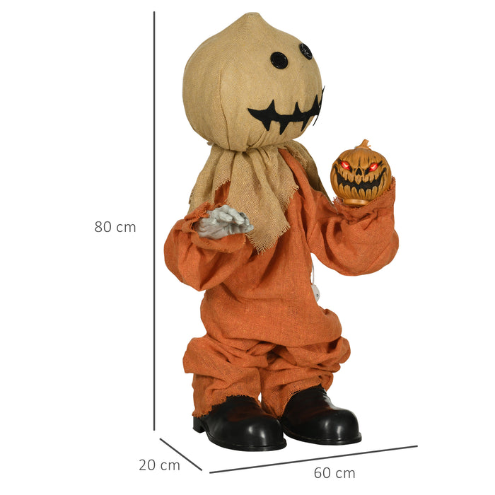 Outdoor Halloween Scarecrow - 80cm Motion-Activated Decor with Glowing Eyes - Spooky Sound Effects for Yard Displays