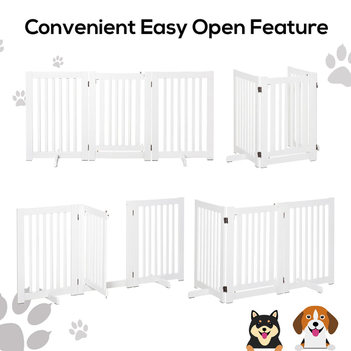 Gates MDF Freestanding Pet Gate - Expandable Wood Barrier with Latched Door for Dogs - Perfect for Doorways & Indoor Spaces