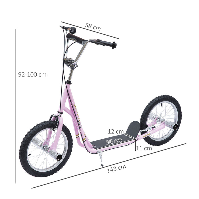 Youth & Adult Kick Scooter with 16" Air-Filled Tires - Sturdy Push Scooter for Teens & Kids, Pink - Outdoor Fun and Commuting for All Ages
