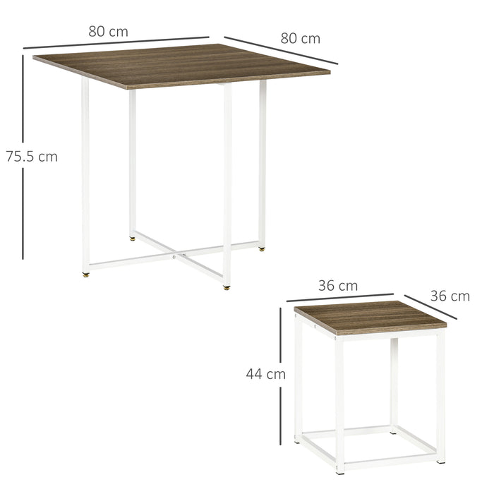 5-Piece Dining Set with Metal Frame - Square Walnut Kitchen Table & 4 Chairs - Ideal for Dining Room Comfort and Style