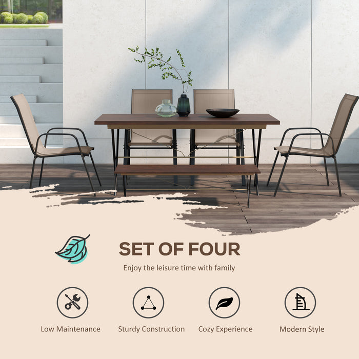 Stackable Grey Garden Chairs - 4-Piece Outdoor Dining Chair Set - Space-Saving Seating Solution for Patios and Backyards