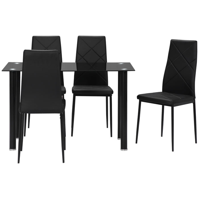 5-Piece Modern Dining Set - Space-Efficient Rectangular Table with Steel Frame for Kitchen - Ideal for Small Groups and Compact Areas