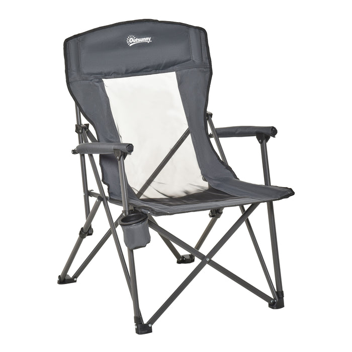 Heavy-Duty Folding Camp Chair with Cup Holder - Supports up to 136kg, Ideal for Outdoor Activities - Great for Campers, Festival-Goers & Beach BBQ Enthusiasts