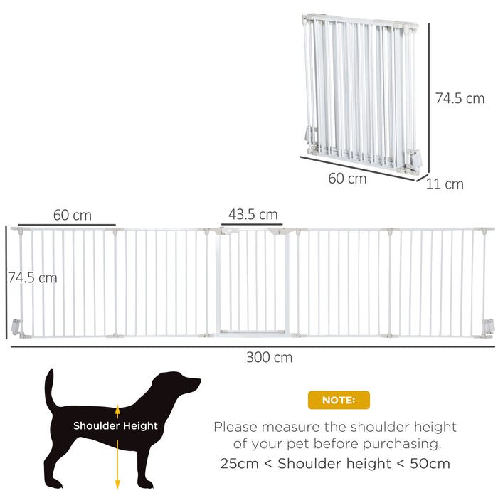 5-Panel Pet Safety Gate - Metal Playpen and Room Divider with Walk-Through Door - Fireplace, Christmas Tree, and Stair Barrier with Auto-Close Lock Feature