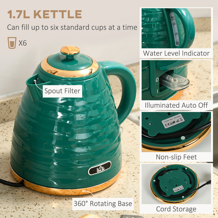 3000W 1.7L Rapid Boil Kettle & 4 Slice Toaster - Efficient Breakfast Set with Variable Browning & Easy Clean Crumb Tray - Ideal for Busy Mornings & Family Kitchens