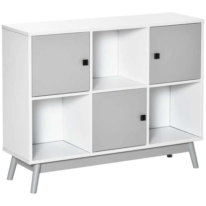 6-Cube Storage Organizer Cabinet - Bookcase and Display Shelf Unit with Doors - Ideal for Dining and Living Room Organization, Grey Finish